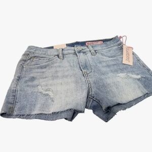 NWT NWT Blanknyc Womens "The Mini Astor" Cut Off Shorts   Light Blue Size- 14